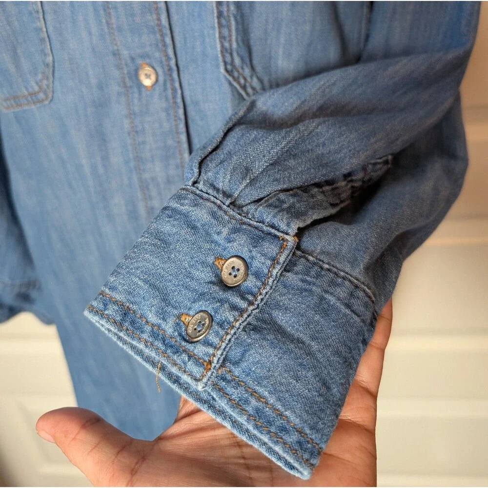 Zara Size S Oversized Blue Denim Shirt Dress Tunic Blouse Versatile Modern Boho - Picture 5 of 8